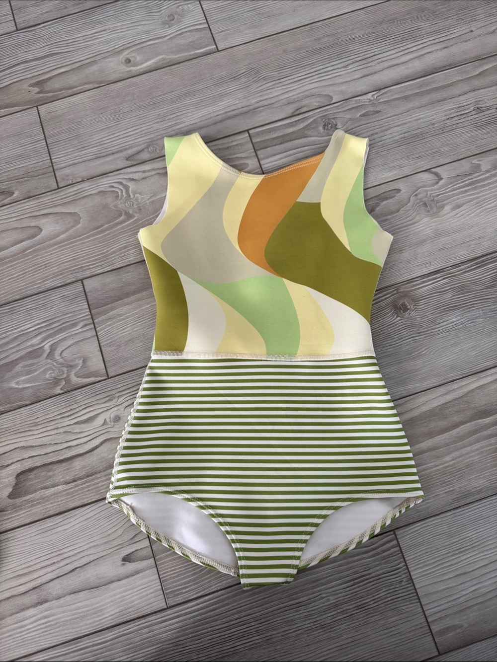 Seea Kids One-Piece Swimsuit in Green, Yellow, Cream